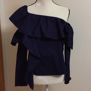 Off shoulder and cold shoulder ruffle top